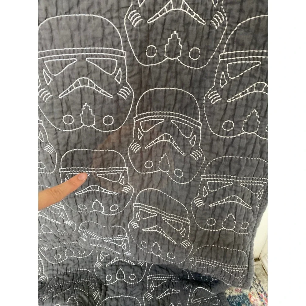 Pottery Barn Kids Star Wars Stormtrooper Quilt Twin Gray Stitched Bedding 2013*